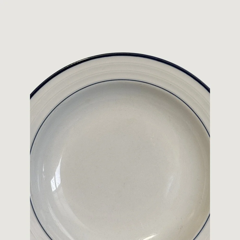 Four Crate & Barrel SPAL Porcelain Roulette Blue Trim 9